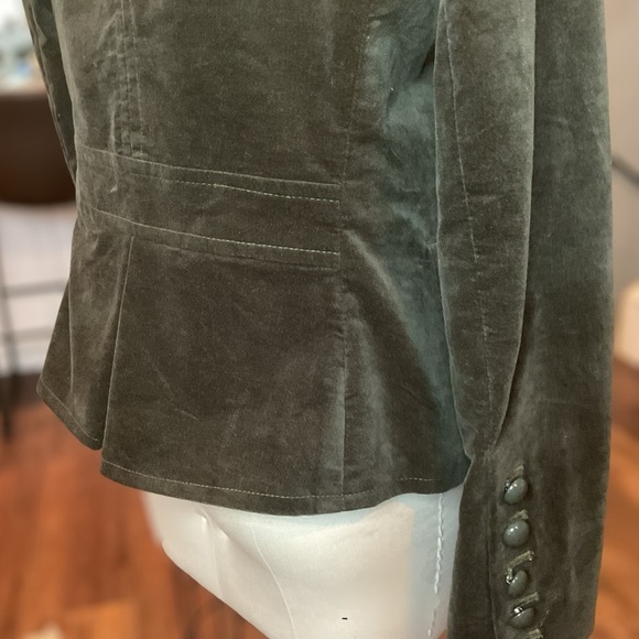 Talbots Dark Green Velvet Open Front Military Style Jacket Size Medium - Picture 2 of 10